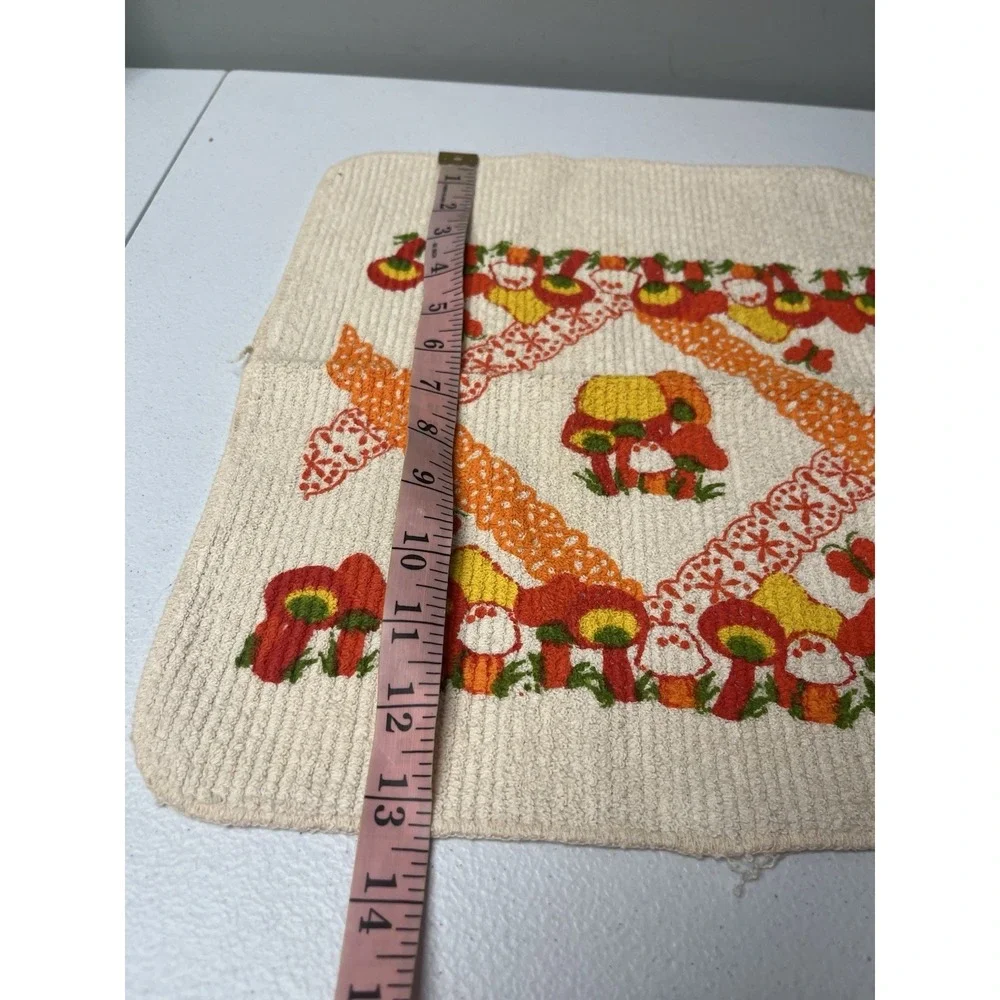 Tg Mushroom Dish Cloth Rag Kitchen Orange Read Yellow‎ Retro MCM Lot Of 3